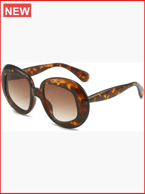 Oversized Oval Sunglasses Women Retro Thick Round Frame UV400 Protection main image 4